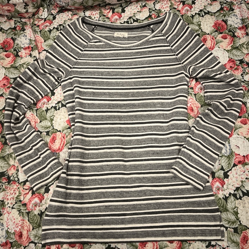 lou & grey by LOFT women’s gray and white striped sweater